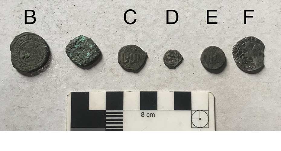 Coins from Harlaa, Ethiopia, including Umayyad/Abbasid, Ayyubid, probable Mamluk, and Armenian issues (photo. H. Parsons-Morgan)