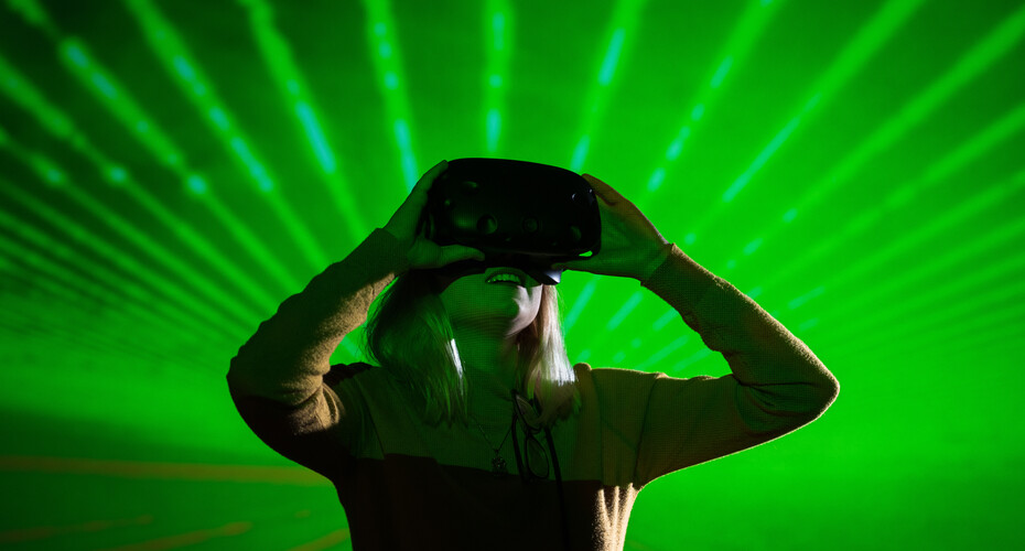 person using VR headset