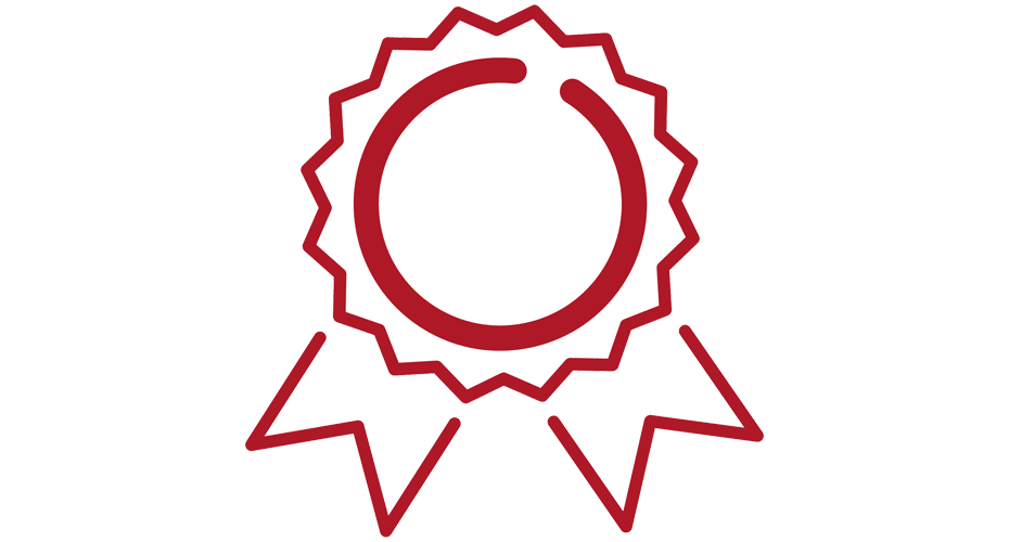 Red rosette icon