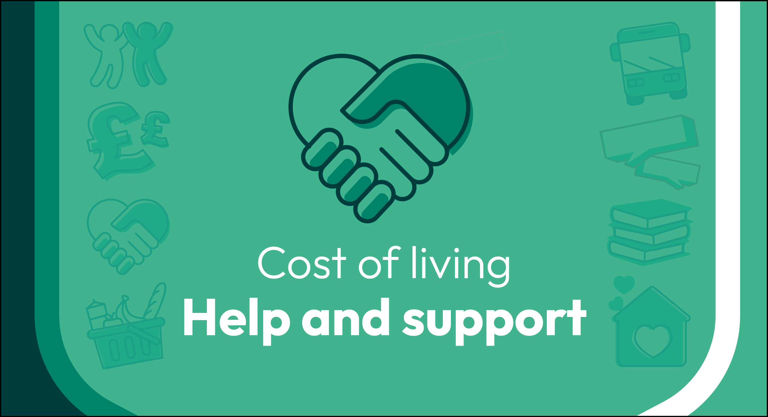 Cost of living help and support - illustration of holding two hands in the shape of a heart