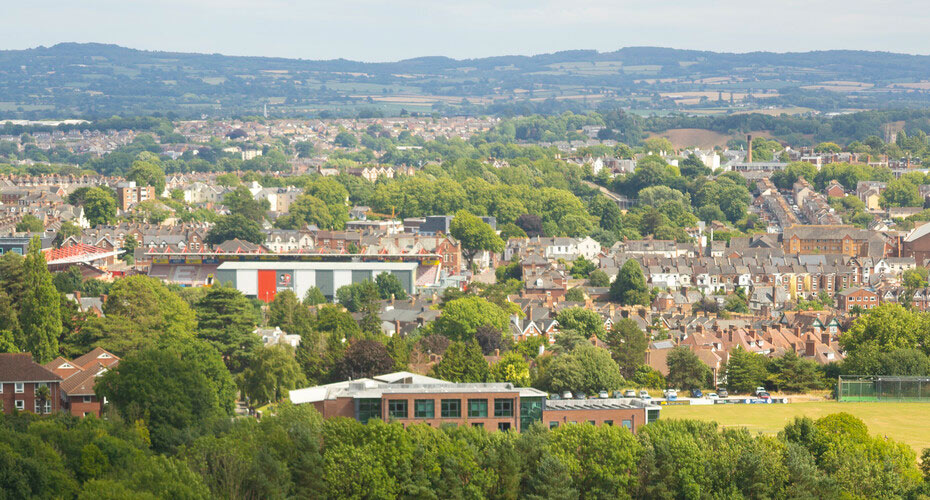 aerial view of exeter