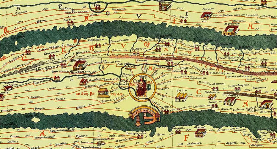 Tabula Peutingeriana - By Conradi Millieri (Ulrich Harsch Bibliotheca Augustana) [Public domain], via Wikimedia Commons