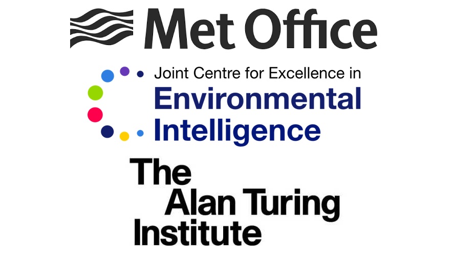 Logos of the JCEEI, Alan Turing Institute and the Met Office