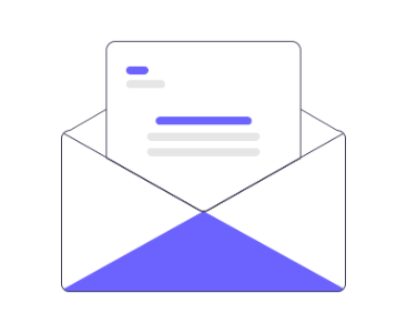 An illustration of an open mail envelope with a document at the top