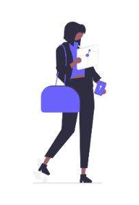An illustration of a person holding travel plans