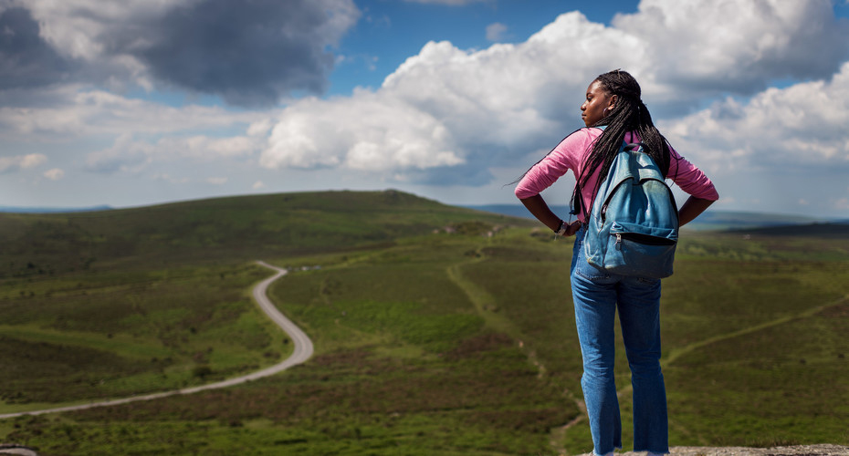 Woman hiking on Dartmoor