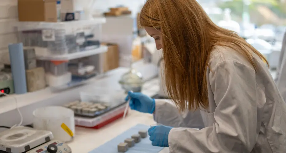 Female student in science lab