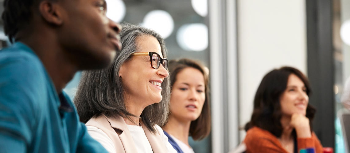 Colleagues in a training session