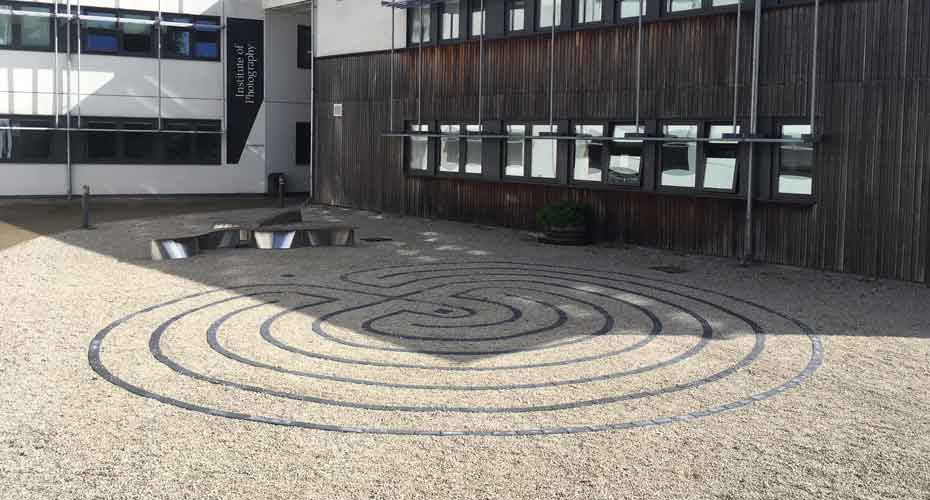 Image of a grey brick labyrinth
