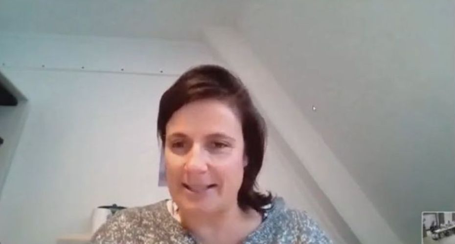 Photo of Professor Chiara Ruffa as she presents a lecture via a screen