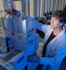 Nick Smirnoff in the mass spectrometry lab