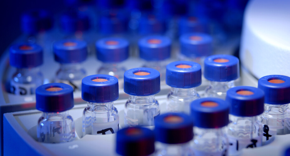 Bottles with blue tops