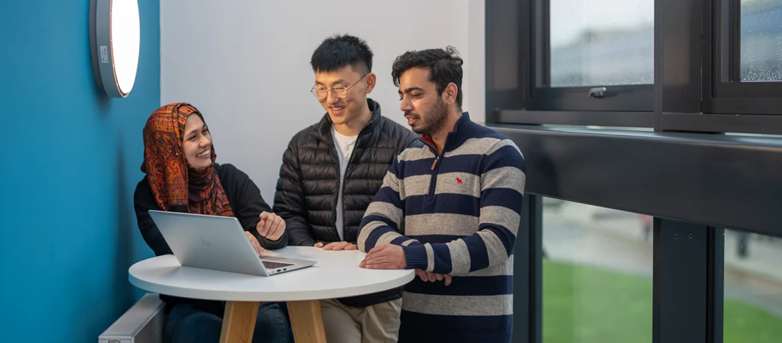 International students studying in the UK at the University of Exeter.