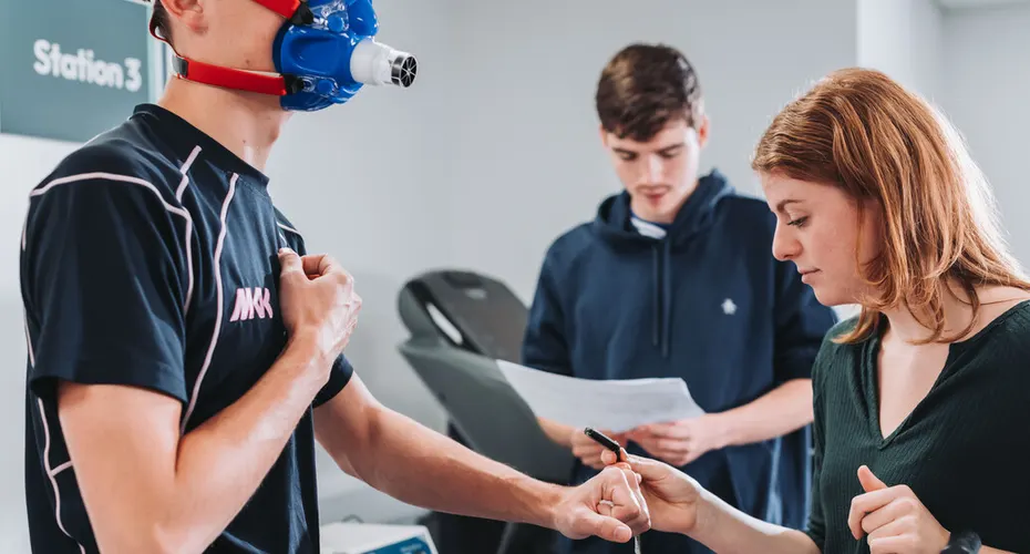 Sports Science lab work being undertaken by University of Exeter students on St Luke's Campus