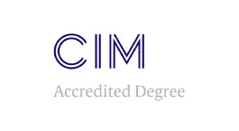 Chartered institute of marketing cim accredited degree logo on a white background.