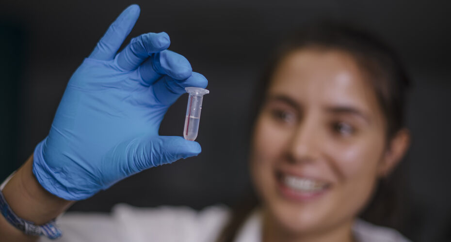 student using equipment