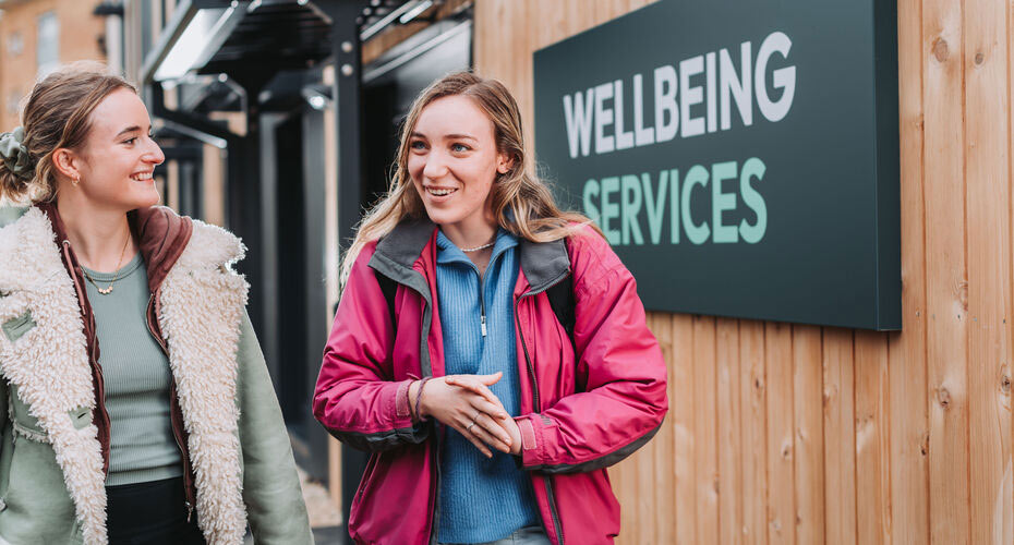 Students utside the Wellbeing Services office