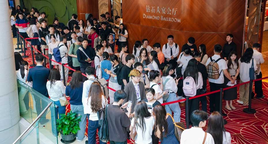 Students at a careers fair.