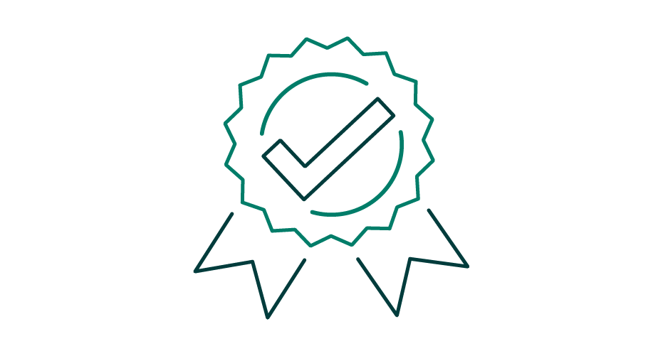 Rosette with tick in icon