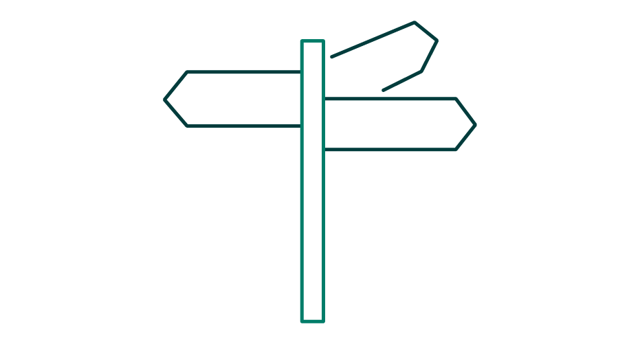 An image of signposts indicating left and right directions, guiding pathways for exploration.