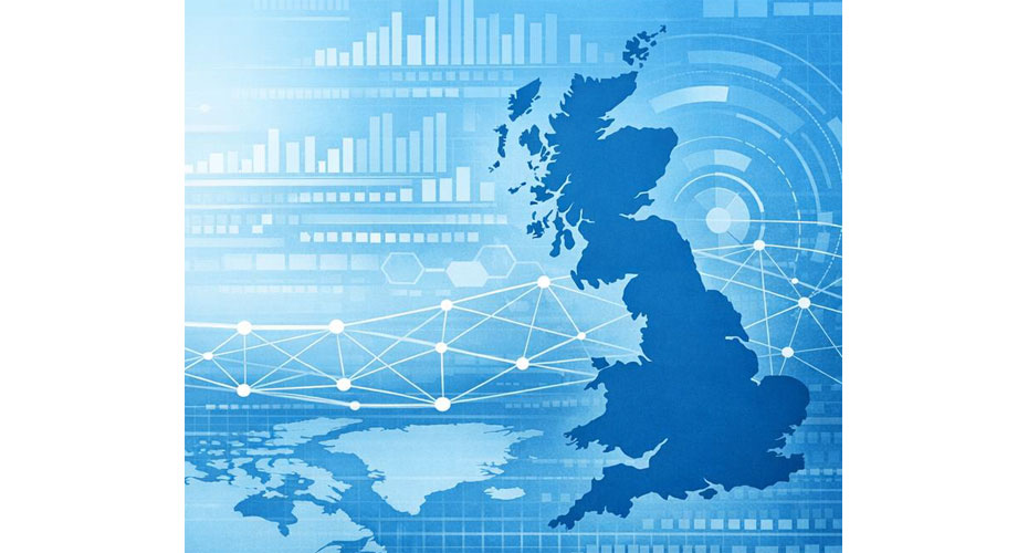 UK map on blue background