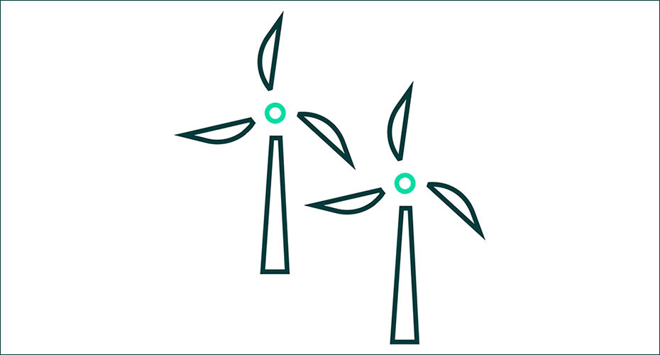 Graphic showing wind turbines
