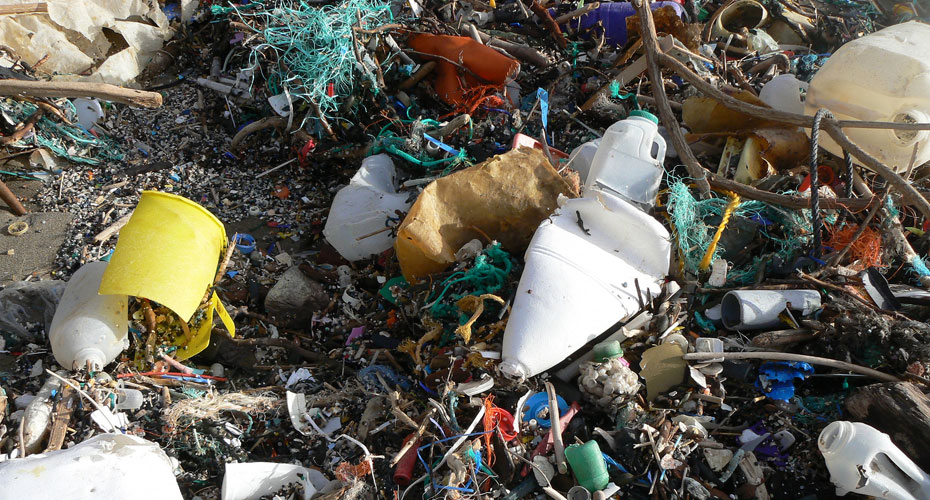 Plastic on a beach rubbish