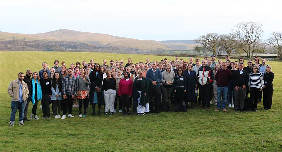 Group photo on Dartmoor of Medical Mycology dept
