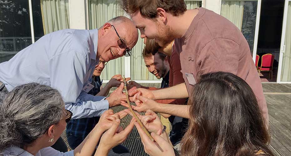 Staff in a team building exercise