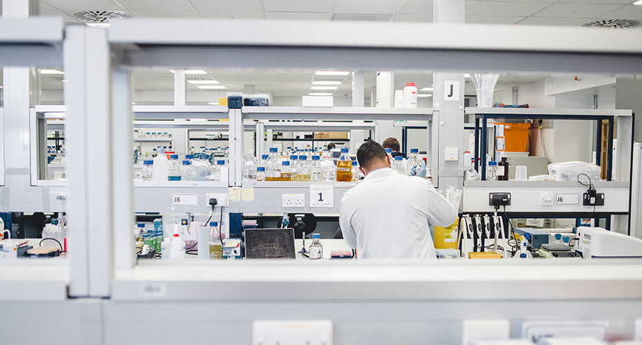 Looking into a scientific lab