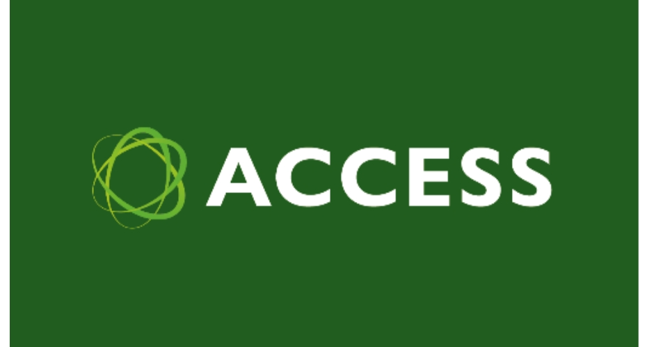 White ACCESS logo on a green background
