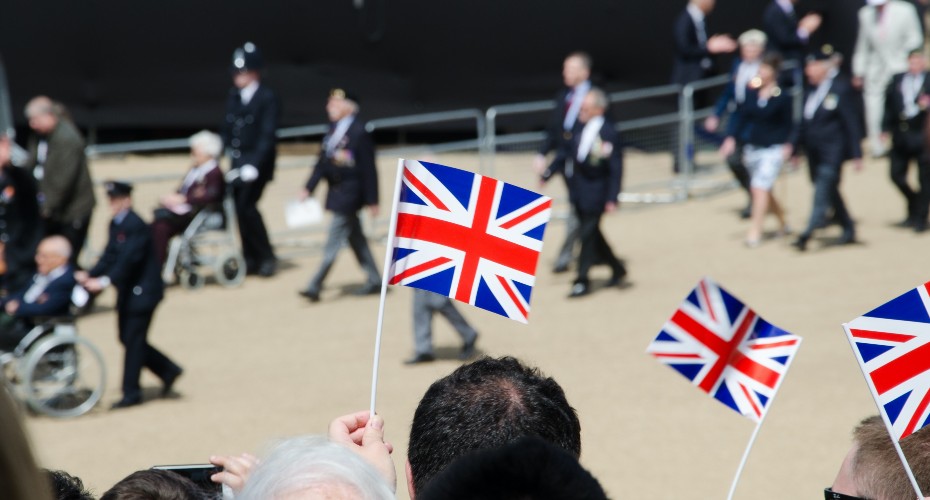 Military parade, Union jack flags
