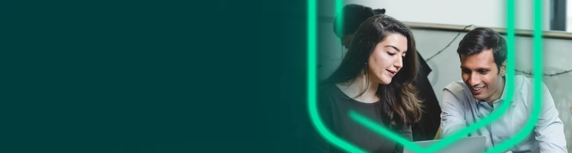 An image of a University of Exeter student's headshot over a branded background.