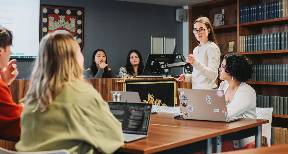 A group of Criminology and Law students taking part in a seminar.