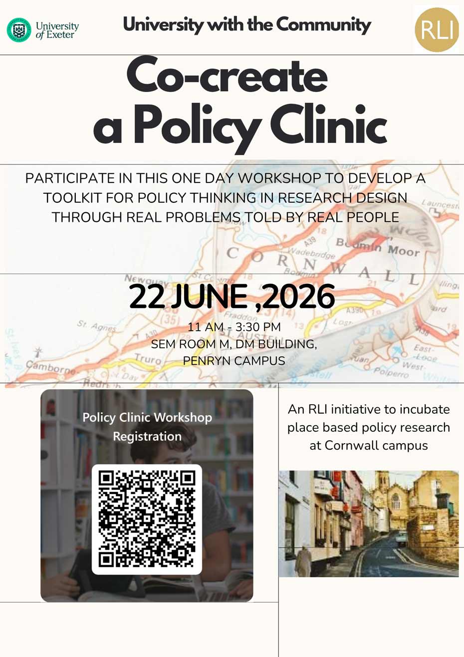 A policy clinic workshop poster for an event on 22 June 2026