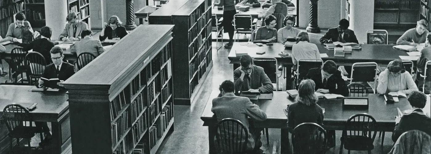 Students of the 1960s studying in the Roborough Library.