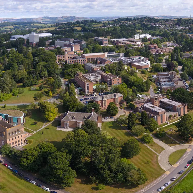 Ariel view of Streatham Campus in Exeter.