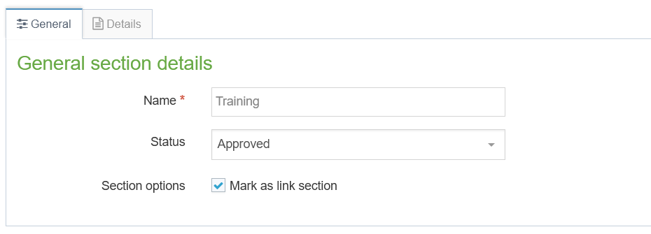 Screenshot of T4 link section general tab