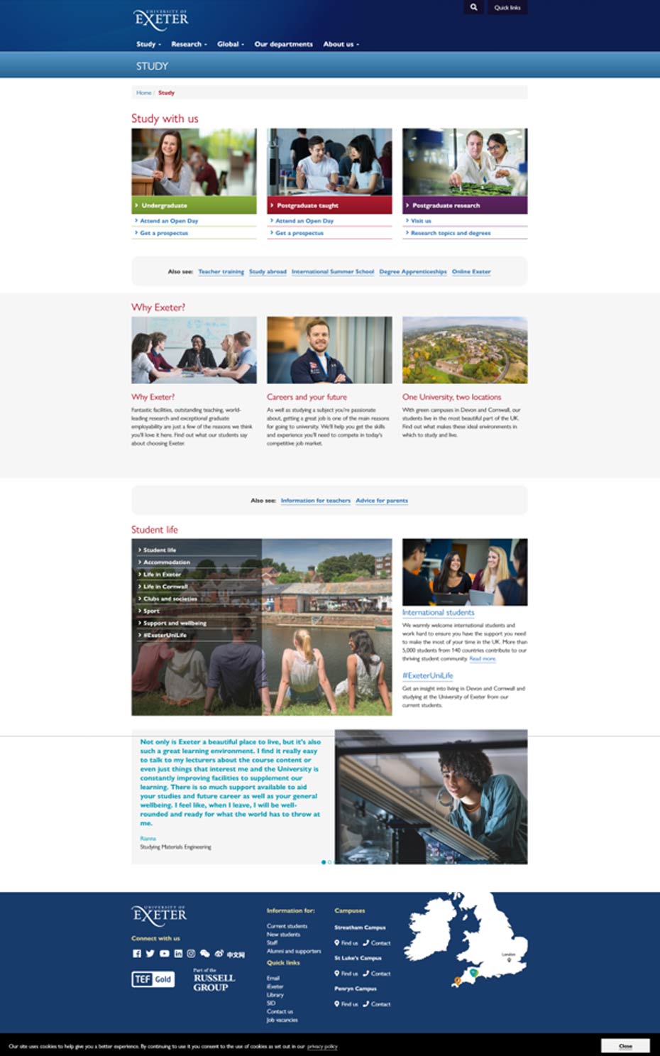 Image showing the University Study gateway page as it was in 2019