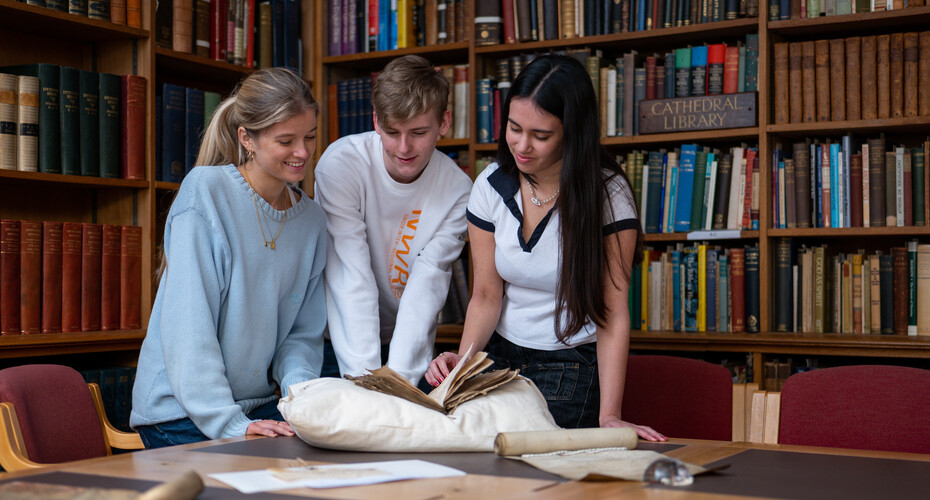 Students accessing the Exeter Cathedral Archives