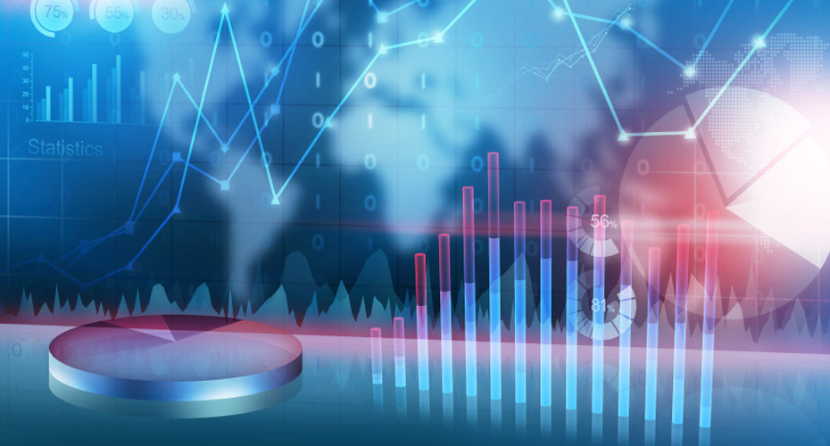 Various types of graph and a pie chart.