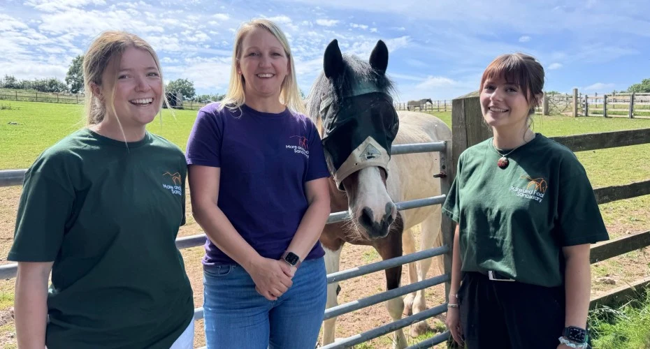 Sarah and Oksana with Dawn Vincent at the Donkey Sanctuary