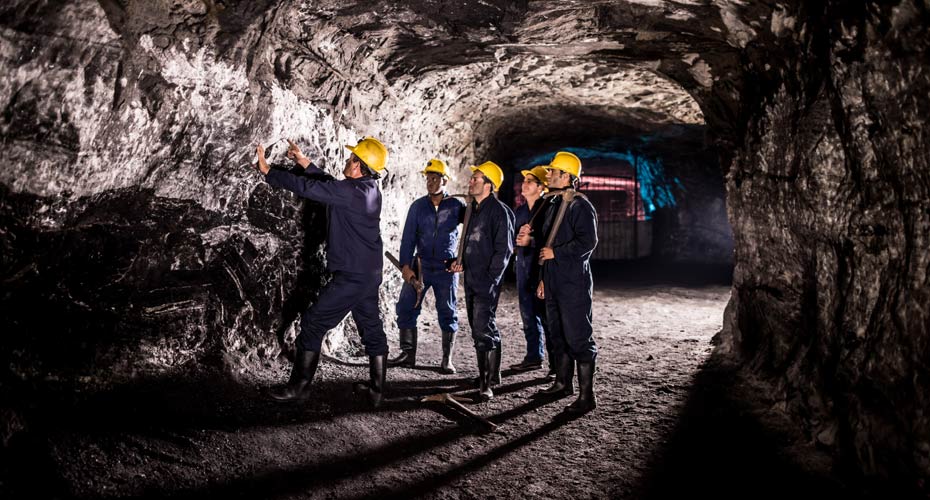 A group working in a mine