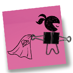 A picture of someone throwing away a superhero cloak, made out of stationery