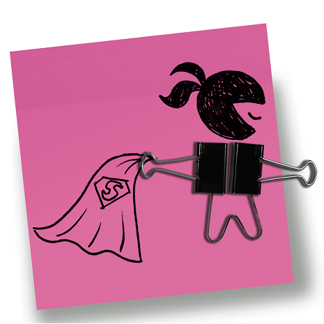 A picture of someone throwing away a superhero cloak, made out of stationery