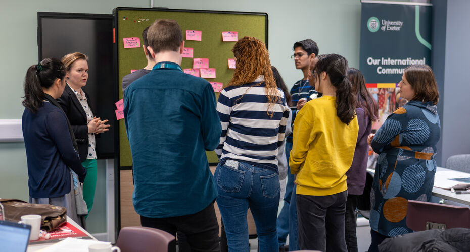 Colleagues taking part in a workshop on campus